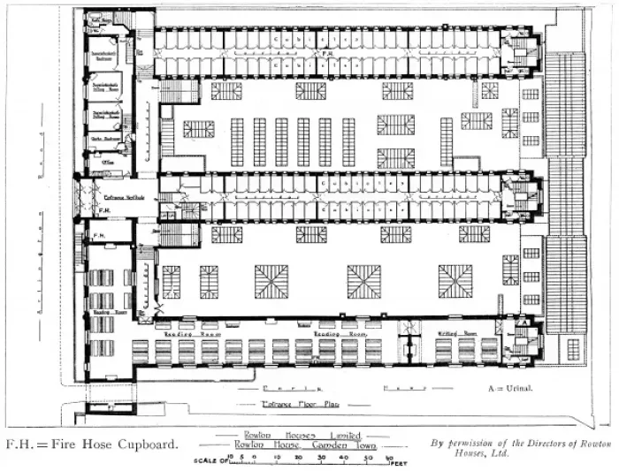Framed Print : Entrance Floor Plan, Rowton House, Camden, London Framed Print : Entrance Floor Plan, Rowton House, Camden, London