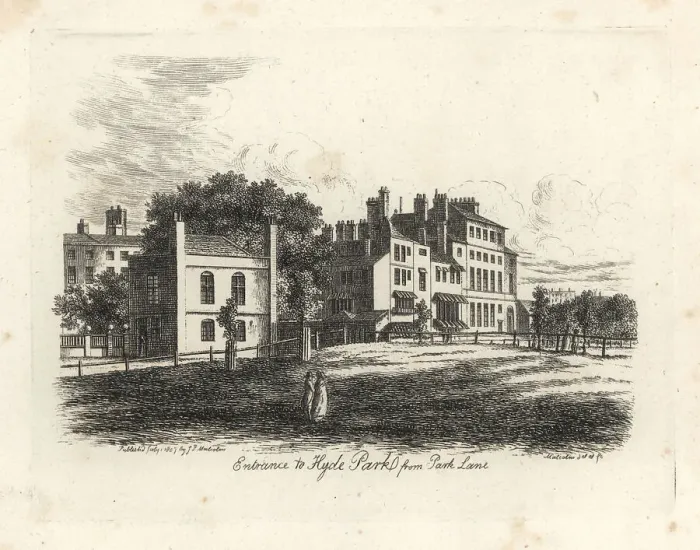 Framed Print : Entrance to Hyde Park from Park Lane, 1807 Framed Print : Entrance to Hyde Park from Park Lane, 1807