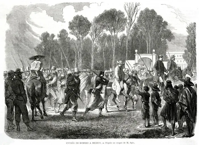 Framed Print : Entrance of Romero to Mexico 1865 Framed Print : Entrance of Romero to Mexico 1865