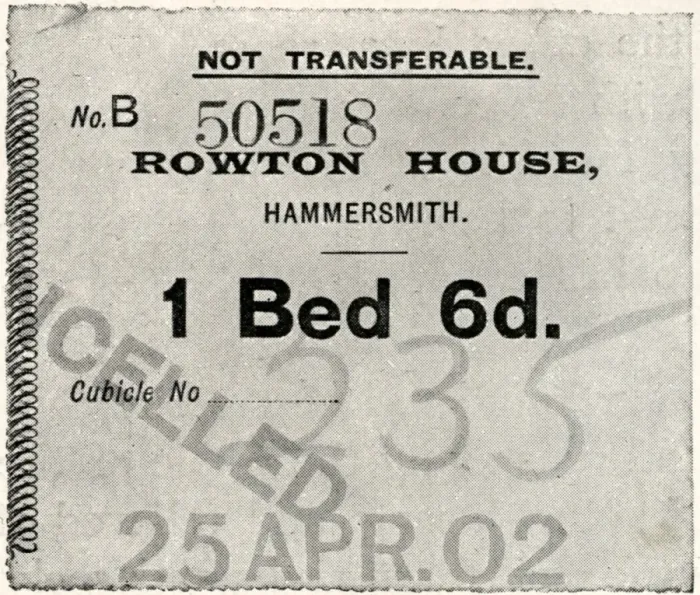 Framed Print : Entrance ticket, Rowton House, Hammersmith, London Framed Print : Entrance ticket, Rowton House, Hammersmith, London
