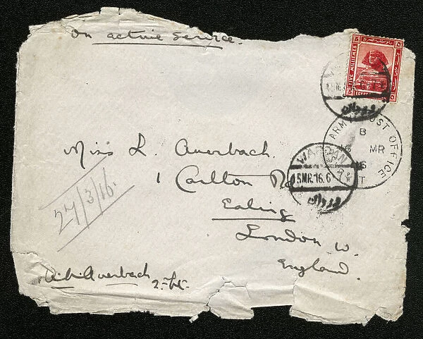 Envelope from Egypt addressed to Miss L Auerbach, WW1