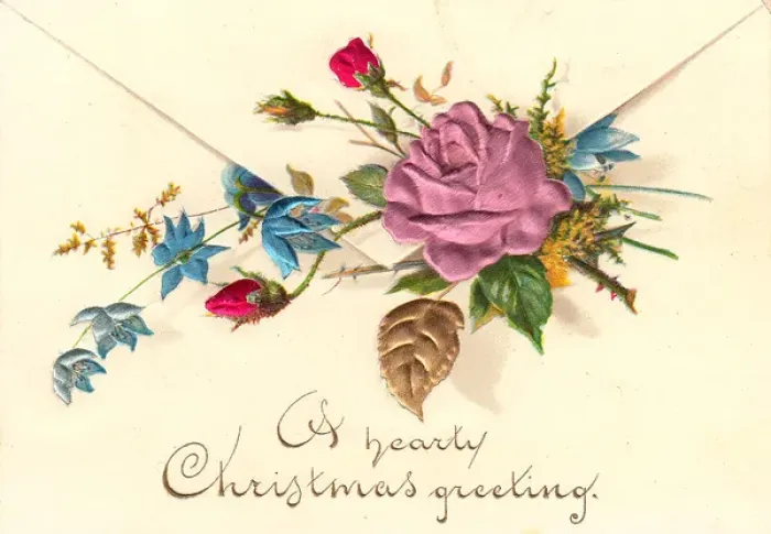 Framed Print : Envelope with fabric flowers for a Christmas card Framed Print : Envelope with fabric flowers for a Christmas card