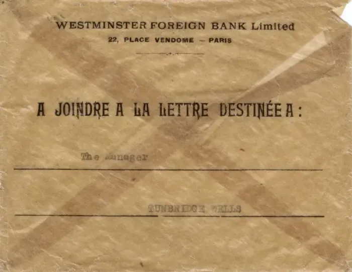 Framed Print : Envelope, Westminster Foreign Bank Limited, Paris Framed Print : Envelope, Westminster Foreign Bank Limited, Paris