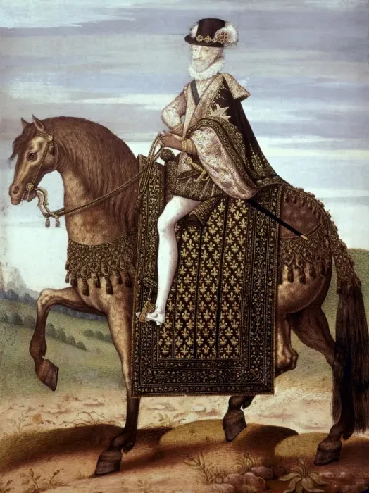 Framed Print : Equestrian Henry IV. 16th c. Parchment on wood Framed Print : Equestrian Henry IV. 16th c. Parchment on wood