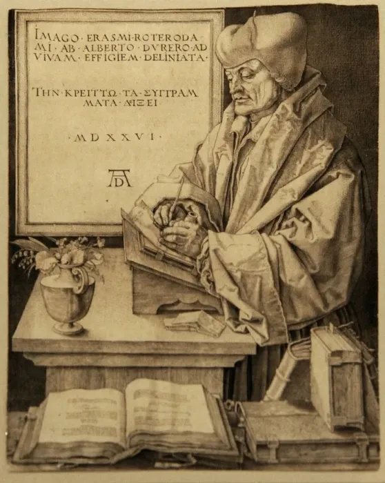 Framed Print : Erasmus of Rotterdam (1466-1536). Engraving by Durer Framed Print : Erasmus of Rotterdam (1466-1536). Engraving by Durer