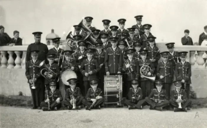 Framed Print : Erdington Cottage Homes Holiday - Boys Band at Rhyl, North Framed Print : Erdington Cottage Homes Holiday - Boys Band at Rhyl, North