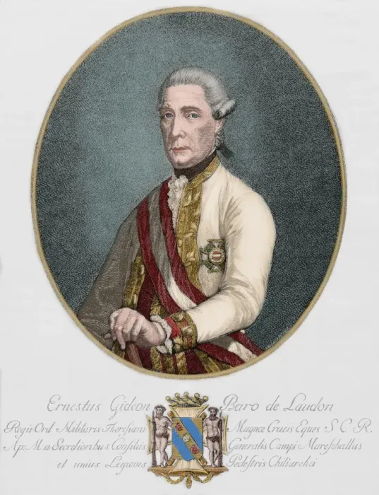 Framed Print : Ernst Gideon von Laudon (1717-1790). Colored engraving Framed Print : Ernst Gideon von Laudon (1717-1790). Colored engraving