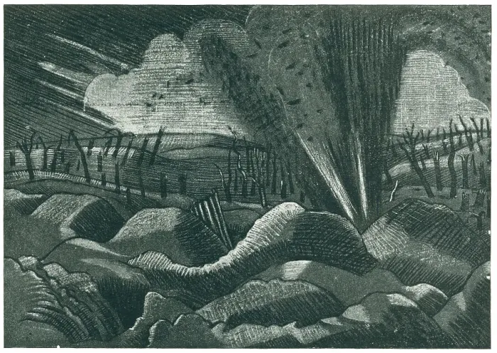 Framed Print : Eruption. An etching showing an explosive eruption, probably Framed Print : Eruption. An etching showing an explosive eruption, probably