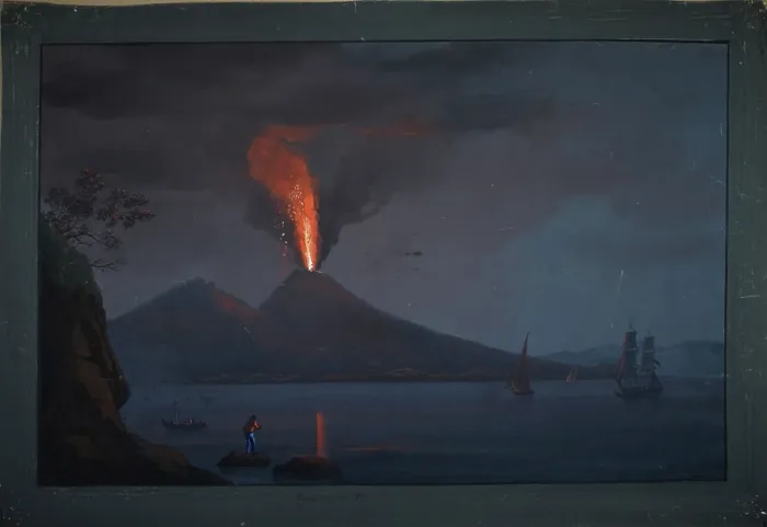Framed Print : Eruption of Vesuvius, 1810 (night) Framed Print : Eruption of Vesuvius, 1810 (night)