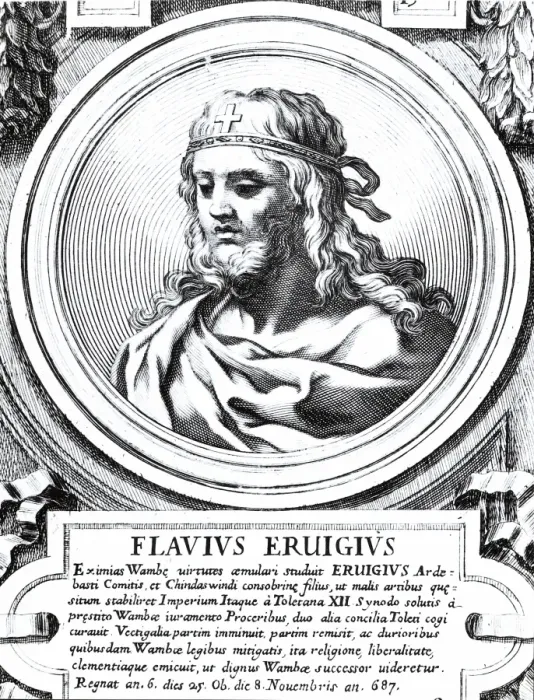 Framed Print : ERWIG (?-687). Visigothic king (680-687). Engraving Framed Print : ERWIG (?-687). Visigothic king (680-687). Engraving