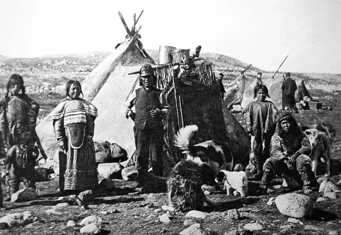 Framed Print : Eskimo Summer Camp, Greenland - early 1900s Framed Print : Eskimo Summer Camp, Greenland - early 1900s