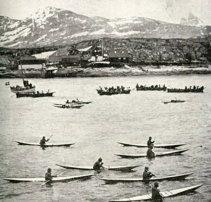 Framed Print : Eskimos rowing a boat, Greenland Framed Print : Eskimos rowing a boat, Greenland