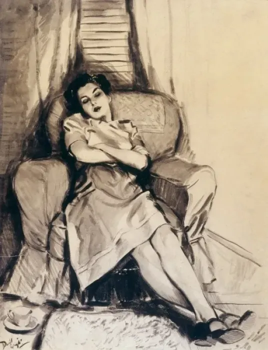 Framed Print : Esme in a chair by David Wright Framed Print : Esme in a chair by David Wright