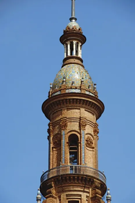 Framed Print : Espa?a. Andalusia. Seville. Spains Square. North tower. De Framed Print : Espa?a. Andalusia. Seville. Spains Square. North tower. De