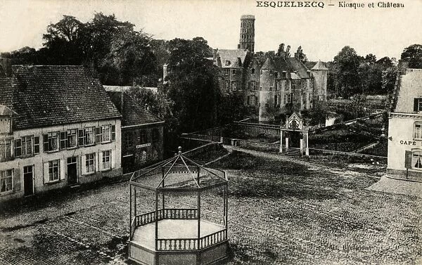 Esquelbecq, France - Castle and town square