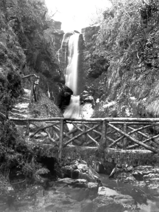 Framed Print : Ess-na-Larech, a waterfall, Glenariff, taken in Apr. 1908 Framed Print : Ess-na-Larech, a waterfall, Glenariff, taken in Apr. 1908