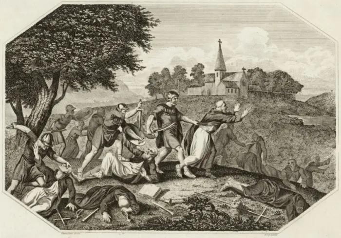 Framed Print : Ethelfrith / Massacre / Monk Framed Print : Ethelfrith / Massacre / Monk