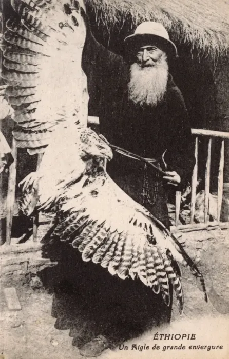 Framed Print : Ethiopia - A large eagle, held by a venerable missionary Framed Print : Ethiopia - A large eagle, held by a venerable missionary
