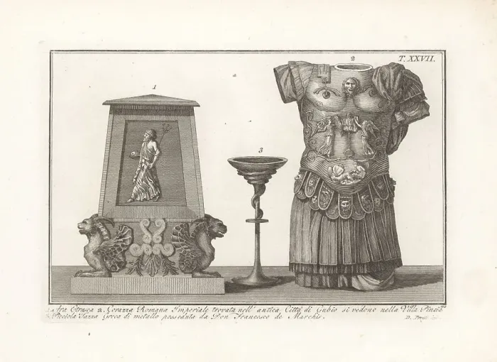 Framed Print : Etruscan altar, Imperial Roman cuirass and Greek cup Framed Print : Etruscan altar, Imperial Roman cuirass and Greek cup