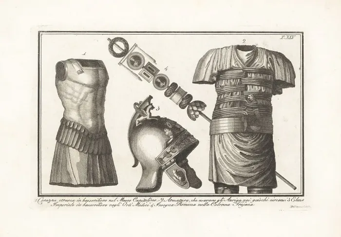 Framed Print : Etruscan cuirass, Roman charioteer armour, helmet, etc Framed Print : Etruscan cuirass, Roman charioteer armour, helmet, etc