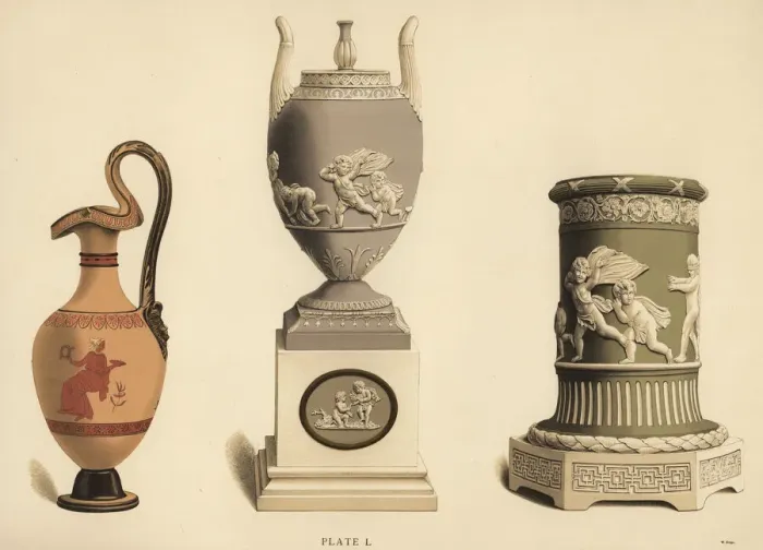 Framed Print : Etruscan vase, vase on pedestal and pillar-form vase Framed Print : Etruscan vase, vase on pedestal and pillar-form vase