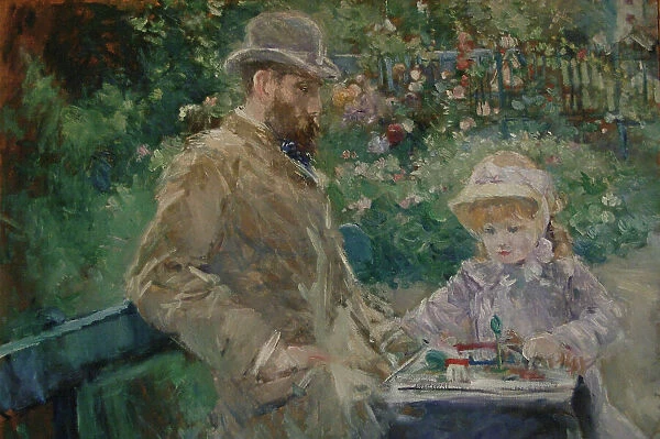 Eugene Manet and his daughter in the garden of Bougival