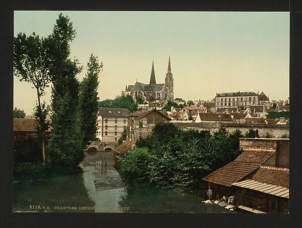 The Eure and new bridge, Chartres, France