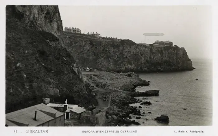 Framed Print : Europa Point, Gibraltar, with Zeppelin overhead Framed Print : Europa Point, Gibraltar, with Zeppelin overhead