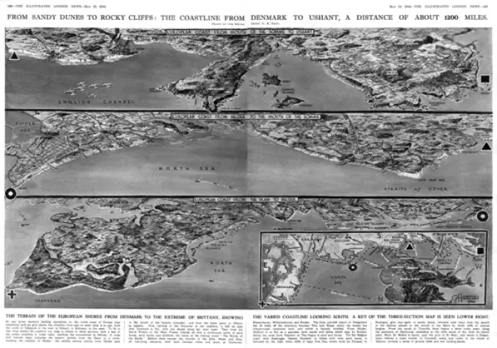 Framed Print : European coastline 1944 Framed Print : European coastline 1944