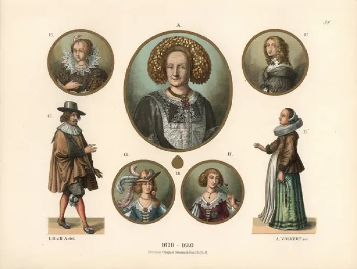 Framed Print : European costumes from the mid 17th century Framed Print : European costumes from the mid 17th century