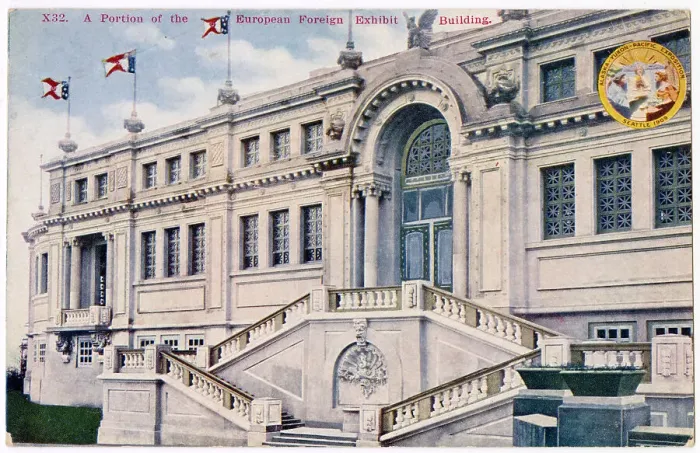 Framed Print : Part of the European Foreign Exhibit Building, Alaska Yukon Pacific Exposition, Seattle, Washington, USA Date: 1909 Framed Print : Part of the European Foreign Exhibit Building, Alaska Yukon Pacific Exposition, Seattle, Washington, USA Date: 1909