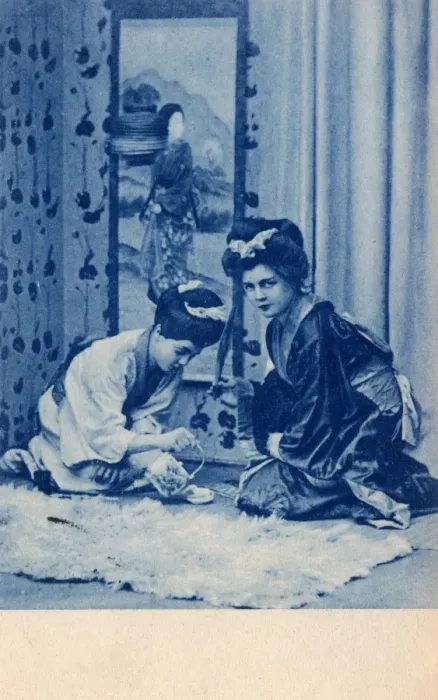 Framed Print : Two European girls dressed as Geishas enact the Tea Ceremony Framed Print : Two European girls dressed as Geishas enact the Tea Ceremony