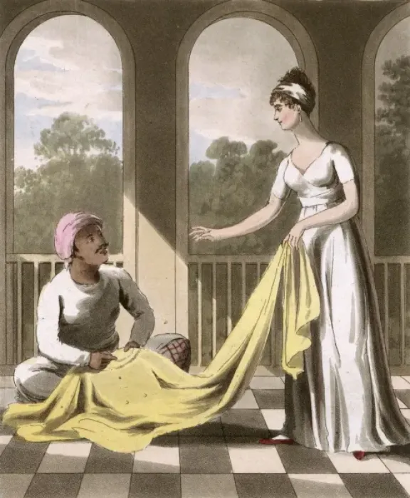 Framed Print : European Lady and her Durzee or Tailor Framed Print : European Lady and her Durzee or Tailor