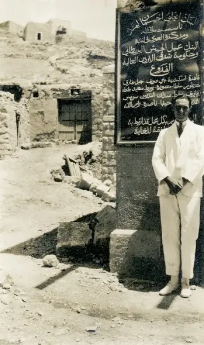 Framed Print : European man in a white suit, Middle East Framed Print : European man in a white suit, Middle East