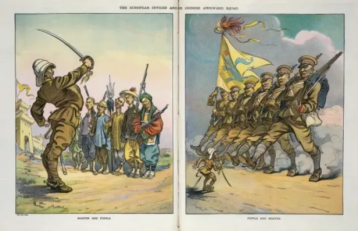 Framed Print : The European officer and his Chinese awkward squad Framed Print : The European officer and his Chinese awkward squad
