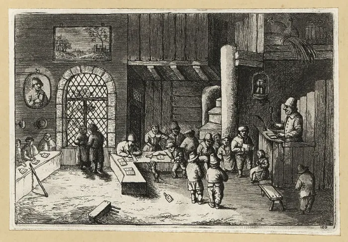 Framed Print : European school scene from the 17th century Framed Print : European school scene from the 17th century