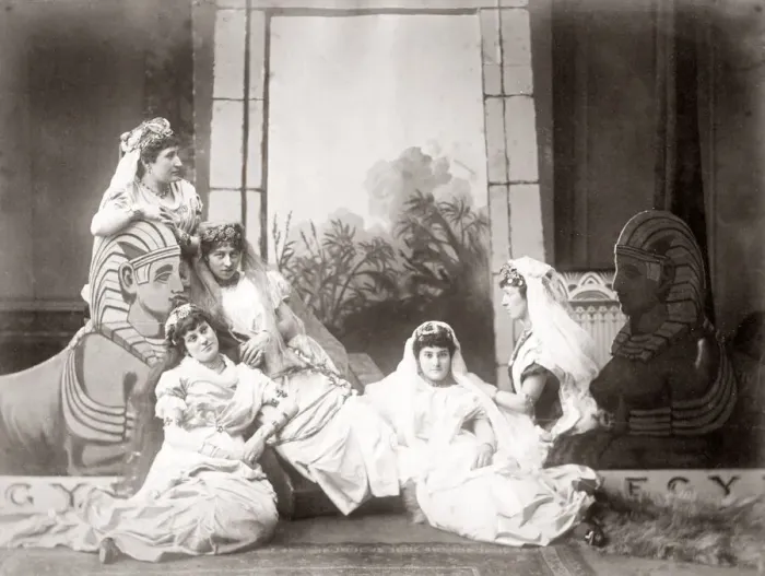 Framed Print : European women in classical setting, Egypt, c. 1880 s Framed Print : European women in classical setting, Egypt, c. 1880 s