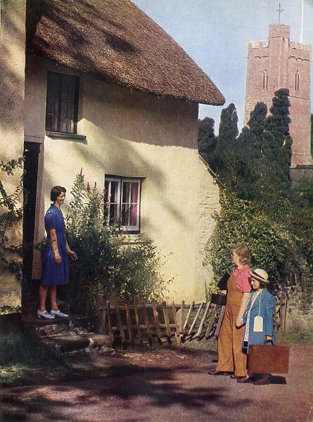 Evacuee arriving at her new home with the Billeting Officer