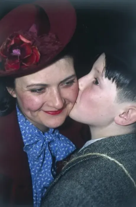 Framed Print : Evacuee Kisses Mother Framed Print : Evacuee Kisses Mother