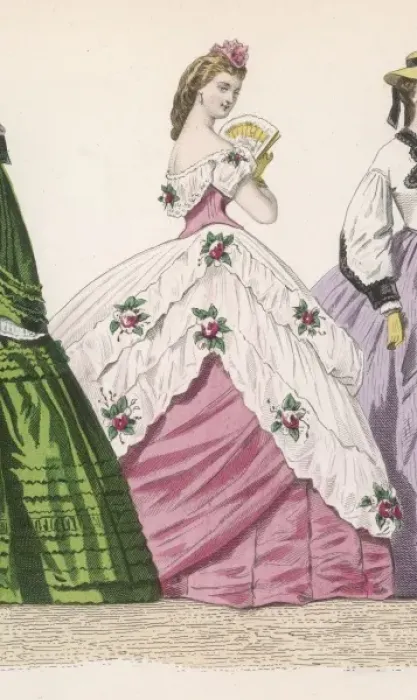 Framed Print : Evening Dress 1860S Framed Print : Evening Dress 1860S