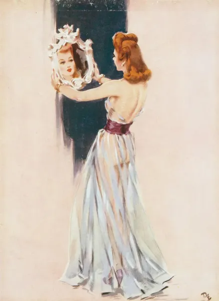 Evening Dress by David Wright Print, 1940s illustration. Art Prints,  Posters & Puzzles from Mary Evans