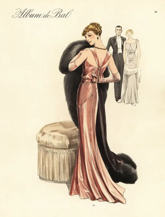 Framed Print : Evening dress of velours chiffon, 1935 Framed Print : Evening dress of velours chiffon, 1935