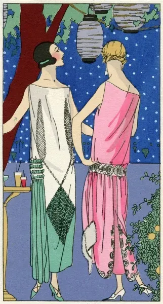 1920s Evening Dresses Print: Two Ladies in Boat Neck Gowns. Art Prints,  Posters & Puzzles from Mary Evans