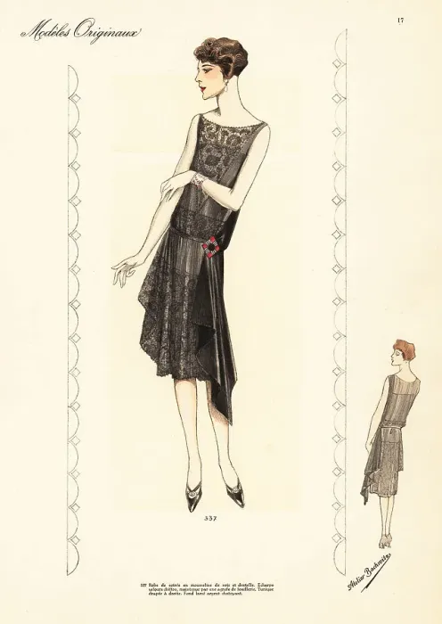 Framed Print : Evening gown of black chiffon and lace Framed Print : Evening gown of black chiffon and lace
