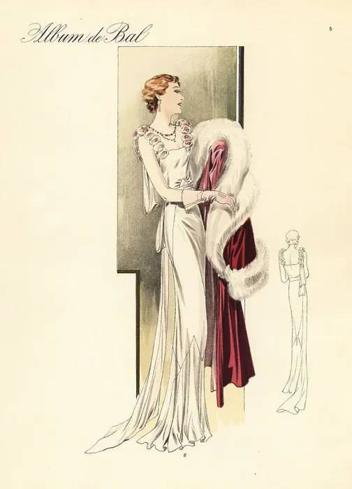 Framed Print : Evening robe in satin cuit, 1935 Framed Print : Evening robe in satin cuit, 1935