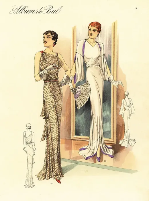 Framed Print : Evening robes in silk and satin cuit, 1935 Framed Print : Evening robes in silk and satin cuit, 1935