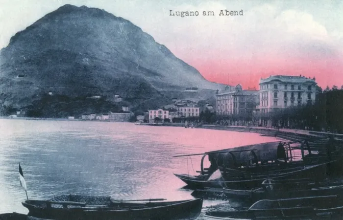 Framed Print : Evening view of Lugano, Switzerland Framed Print : Evening view of Lugano, Switzerland