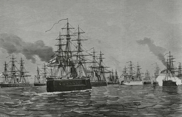 Framed Print : Events in Egypt, 1882. Arrival of the Anglo-French Fleet Framed Print : Events in Egypt, 1882. Arrival of the Anglo-French Fleet