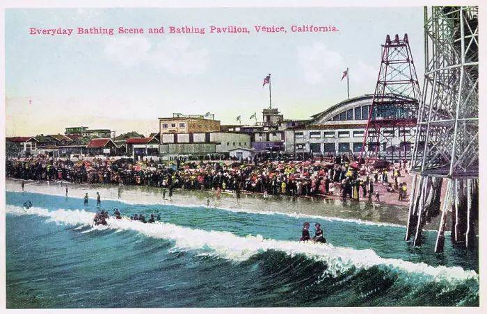 Framed Print : Everyday Bathing Scene and Bathing Pavilion, Venice Beach Framed Print : Everyday Bathing Scene and Bathing Pavilion, Venice Beach