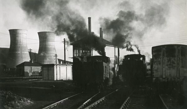 Evocative Railway scene with Cooling Towers